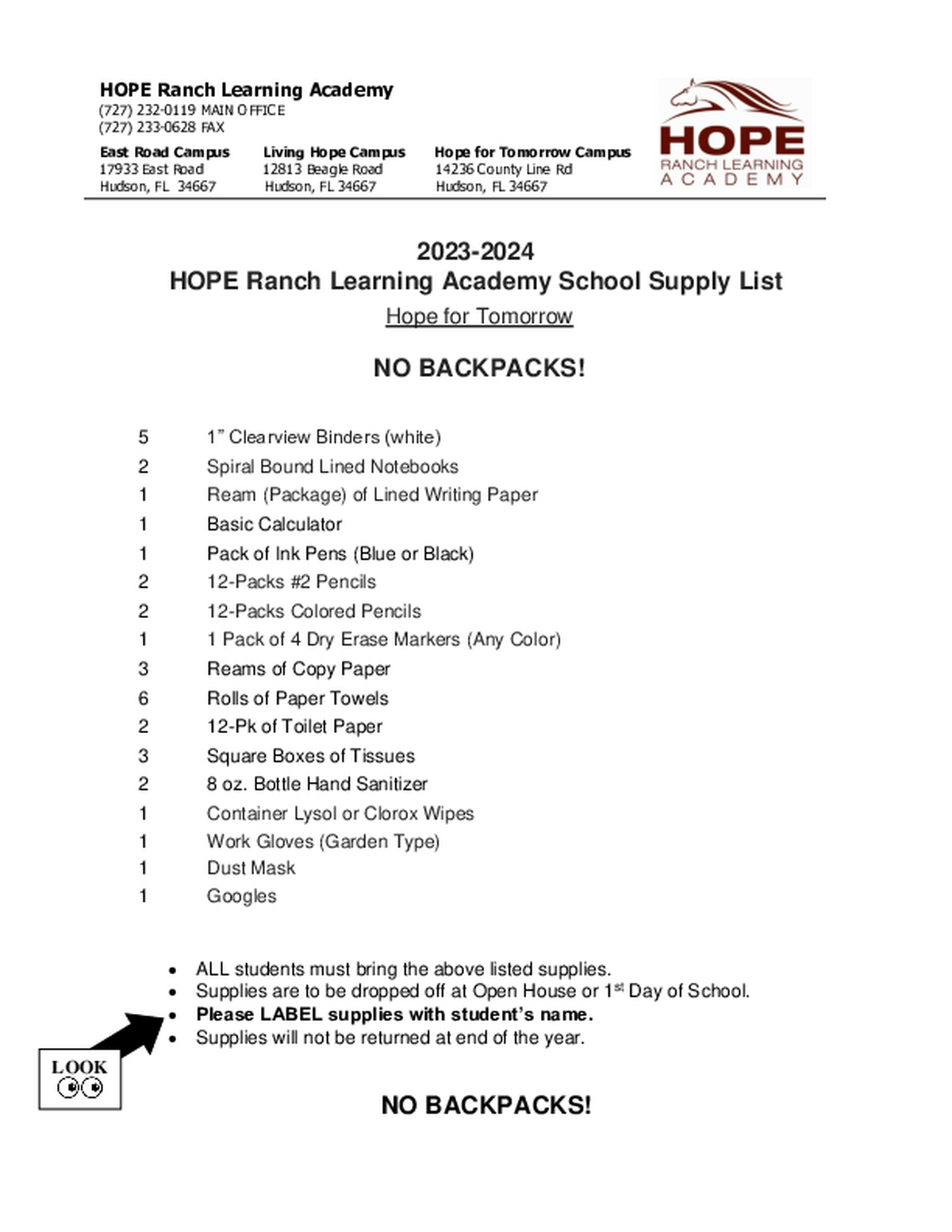 2023-2024 Supply List HFT